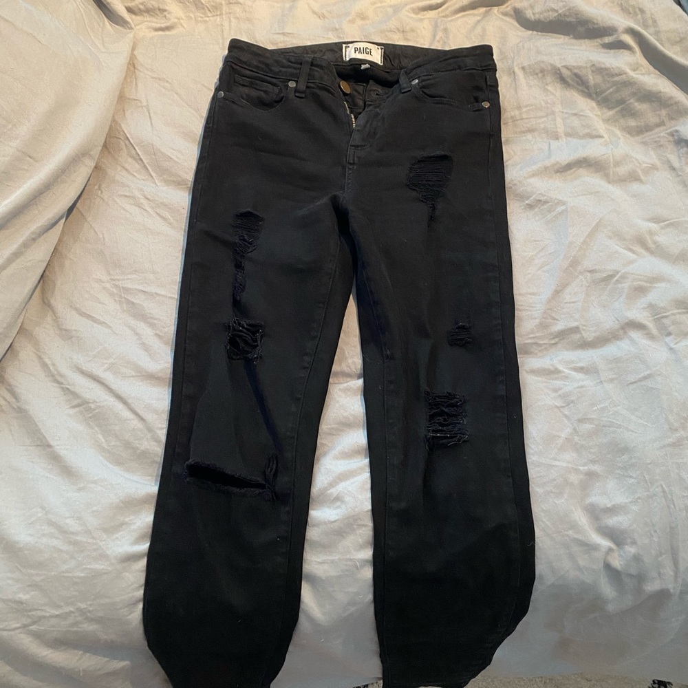 Paige black ripped jeans